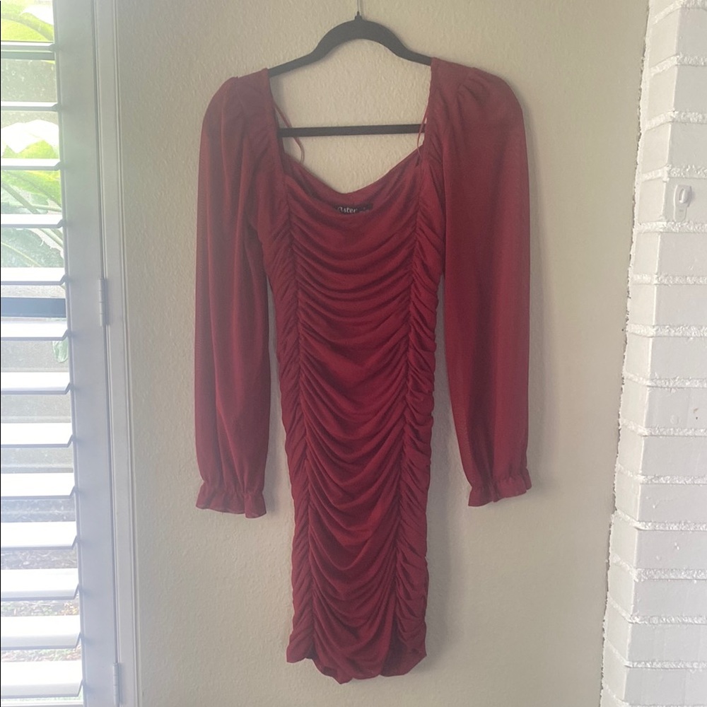 Elegant Red Ruched Dress